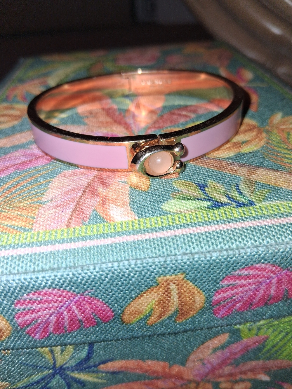 Coach Like New Gold-Tone Pink Enamel Clasp Bangle-$90 MSRP